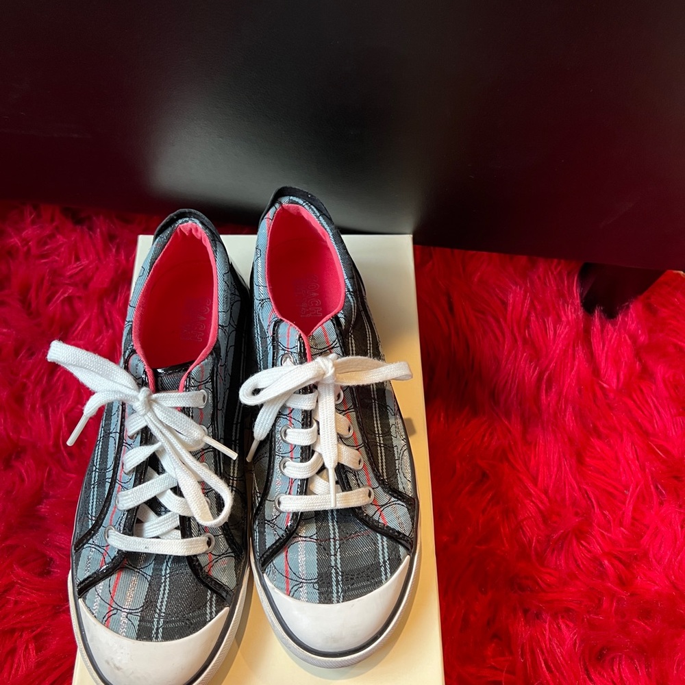 Coach Black and Pink Plaid Sneakers
